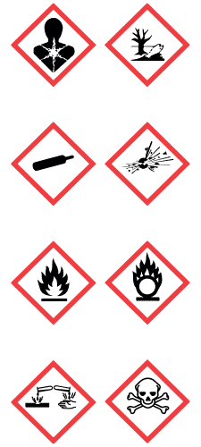 Piktogramy substancji niebezpiecznych - Technologia przechowywania substancji niebezpiecznych (Kontenery chemiczne - Magazyny przeciwpożarowe - IKAPOL)